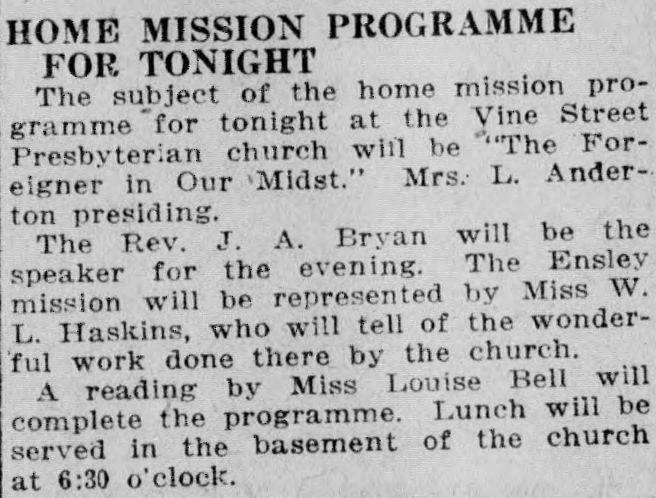 Home Mission Program for Tonight